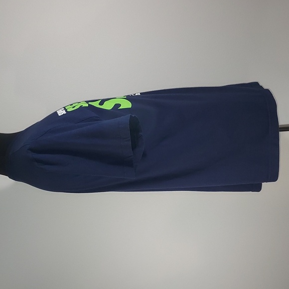 Nike Navy Blue Lime Green Seahawks Soar Superbowl XLVlll 48 Champions S/S Tee L - Picture 2 of 7